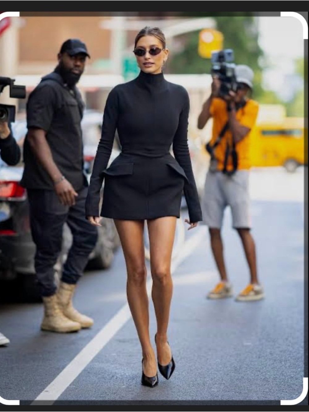 Scuba structured Chic Black High-Neck Mini Dress long sleeve size L faux pockets